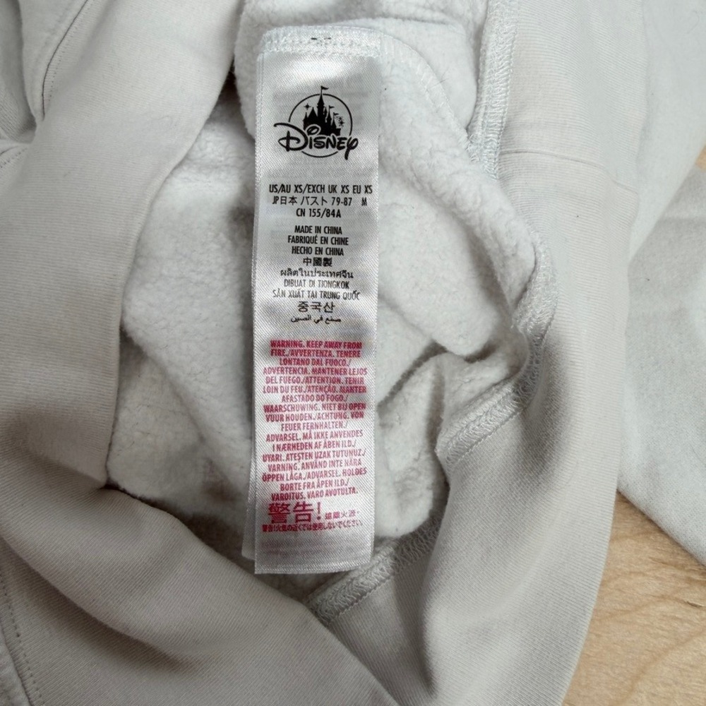Disney Stitch Cropped Hoodie XS White Embroidered Y2K Kawaii Pullover - Picture 6 of 9